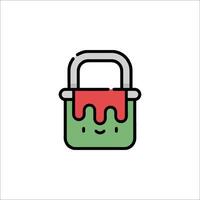 A green and red bag with a lid and a smile vector