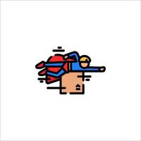 A man flying over a box with a red heart vector