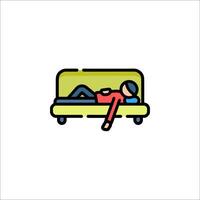 A man sleeping on a couch with his head on the pillow vector