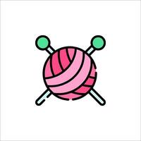 A knitting ball with two knitting needles on it vector