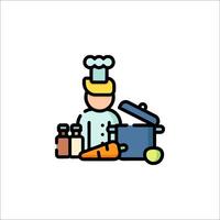 Cooking icon with a chef and vegetables vector