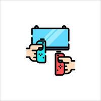 Two hands holding controllers and a game controller vector