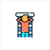 A man is standing in front of a door with a ladder on top vector