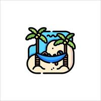 A beach with palm trees and a hammock vector
