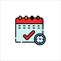 Calendar icon with clock and check mark vector