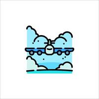 Airplane flying over the clouds icon vector