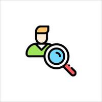 A man looking through a magnifying glass icon vector