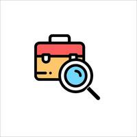 A briefcase with a magnifying glass icon vector