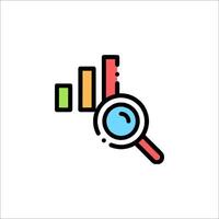 A magnifying glass icon with a bar chart vector
