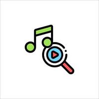 Music player icon with magnifying glass vector