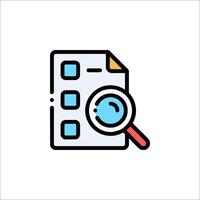A magnifying glass icon with a document vector