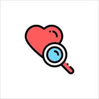 A heart with a magnifying glass icon vector