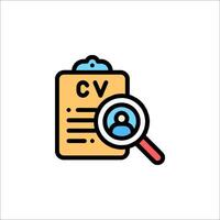 Cv icon with magnifying glass and a person vector