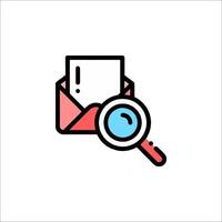 A magnifying glass and envelope icon vector