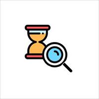A magnifying glass and a clock icon vector