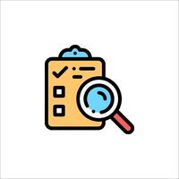 A checklist with a magnifying glass icon vector