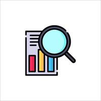 Magnifying glass icon with a bar chart vector