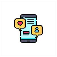 A phone with two chat bubbles and a heart vector