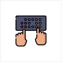 A hand holding a controller with buttons on it vector
