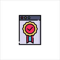A certificate icon with a red ribbon vector