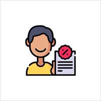 A man holding a document with a red stamp on it vector