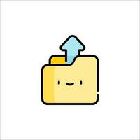 A folder with an arrow pointing up and a smiley face vector