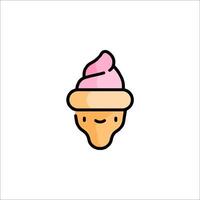 A cartoon ice cream cone with a smiley face vector