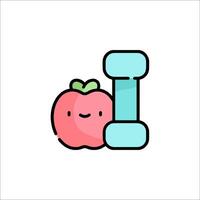 An apple and a dumbbell icon vector