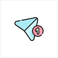 A blue and pink paper airplane with a number one on it vector