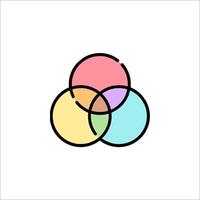 A venn diagram with three circles vector