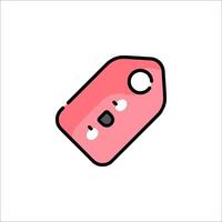 A pink tag with a black dot on it vector