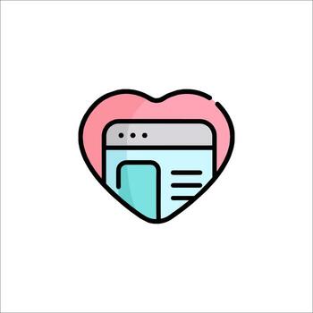 A heart shaped icon with a computer screen inside vector