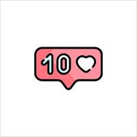 A pink heart icon with the number 10 vector