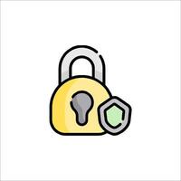A lock icon with a padlock and a shield vector
