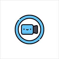 A blue and white logo with a camera in it vector