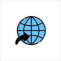 A globe with a mouse on it and a cat vector