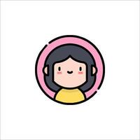 A girl avatar icon in a pink circle vector