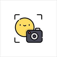 A camera and a smiley face icon vector