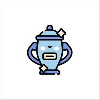 A blue cup with a face on it vector