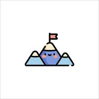 A cute mountain with a flag on top vector