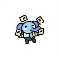 An elephant with a stack of papers in its hands vector