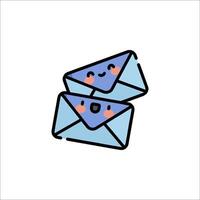 An illustration of two envelopes with faces vector