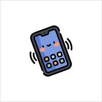 A cartoon phone with a smiley face on it vector