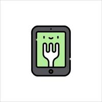 A tablet with a fork and knife icon vector