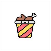 A cartoon ice cream bucket with a chicken in it vector