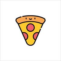 A slice of pizza with a smiley face on it vector