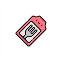 A red and white icon of a fork and knife vector