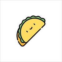 A taco icon with a smiley face vector