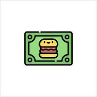 A hamburger on a dollar bill icon vector
