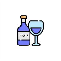 A bottle of wine and a glass of wine icon vector